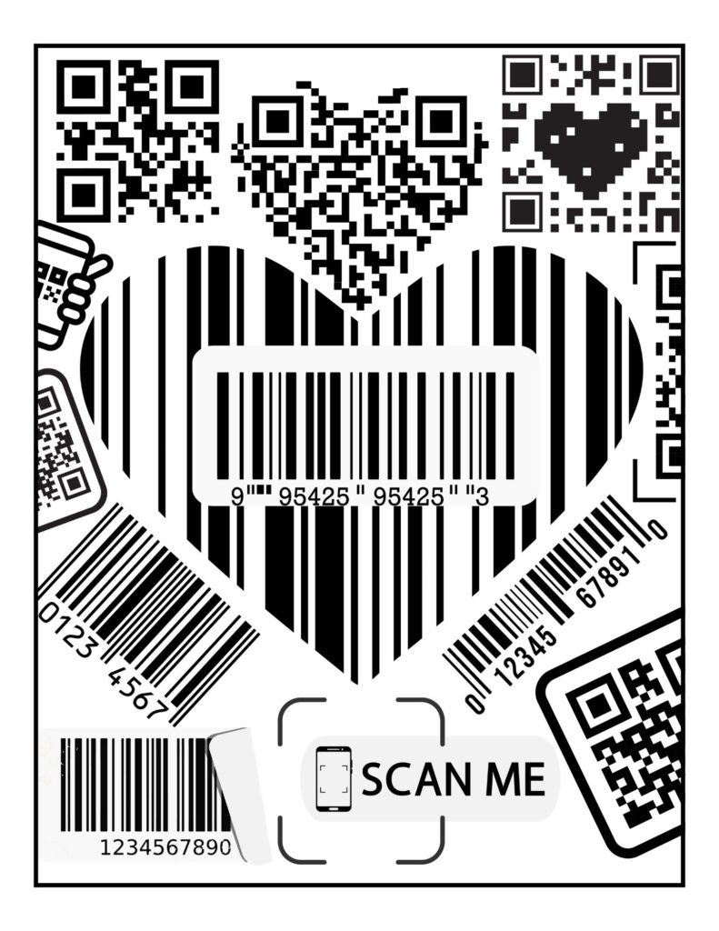 Bar Code Heart Coloring Page