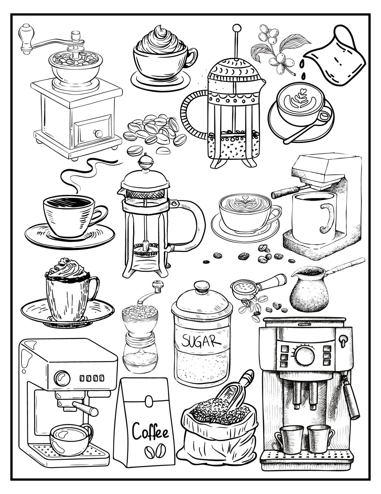 Coffee Time Coloring Page