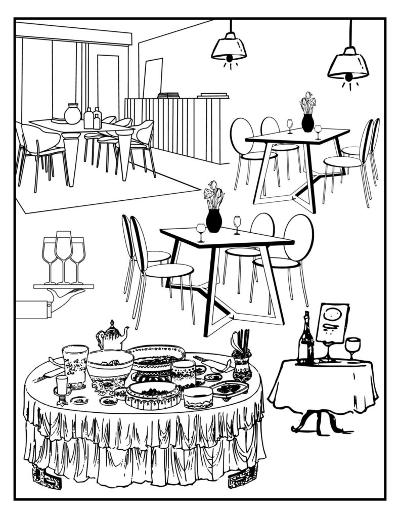 Dining Out Coloring Page