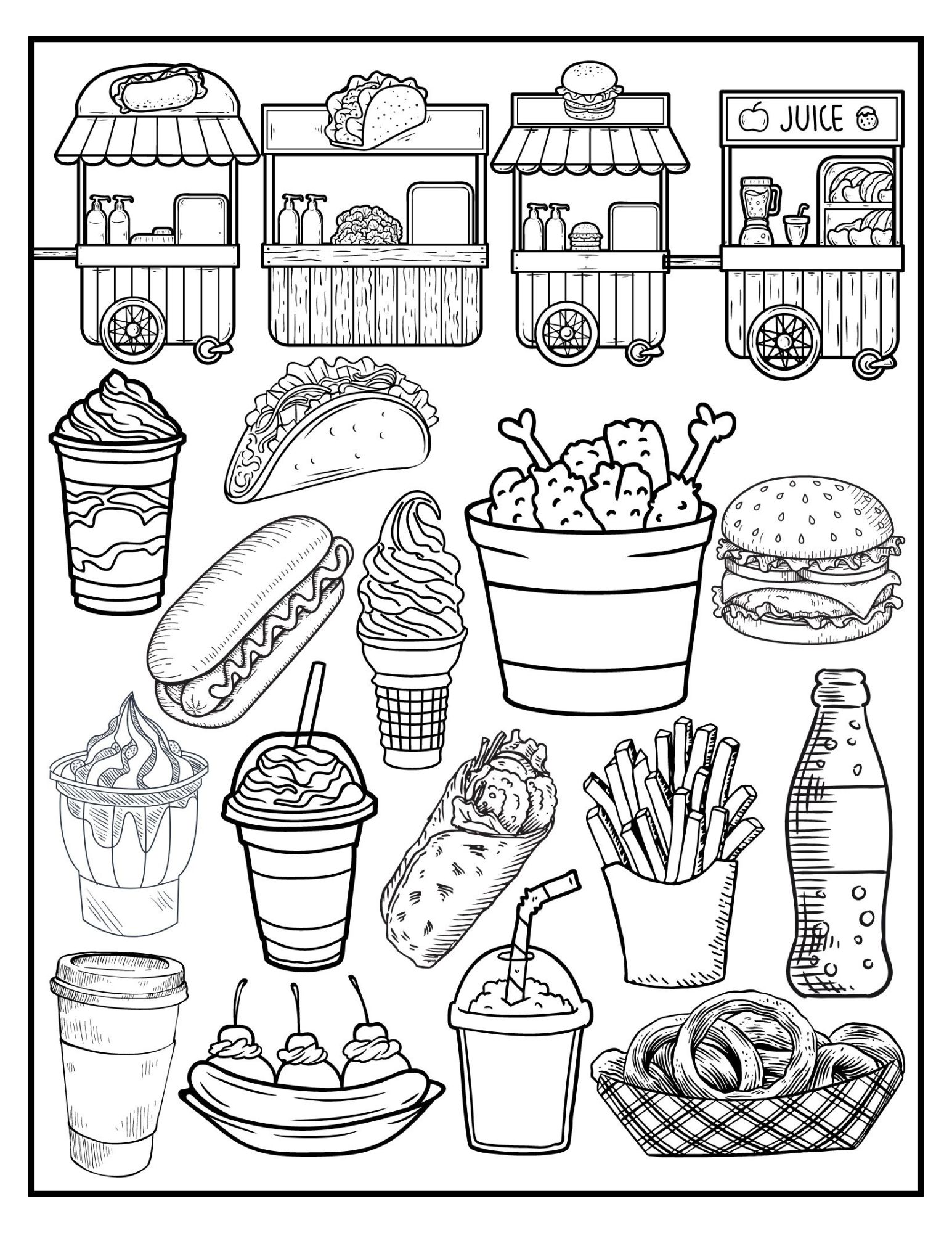 Fast Food Coloring Page