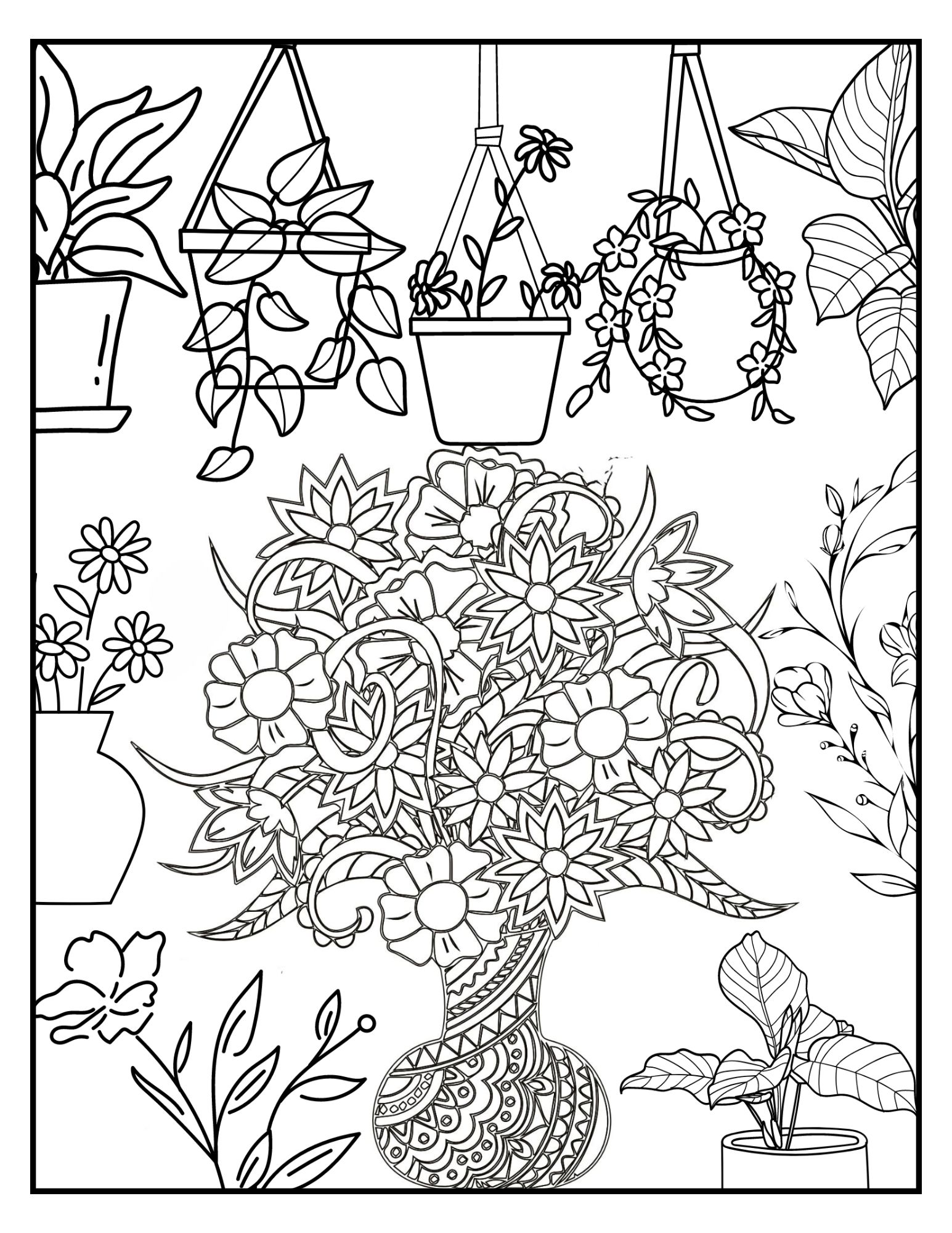 Flower Vases Coloring Page