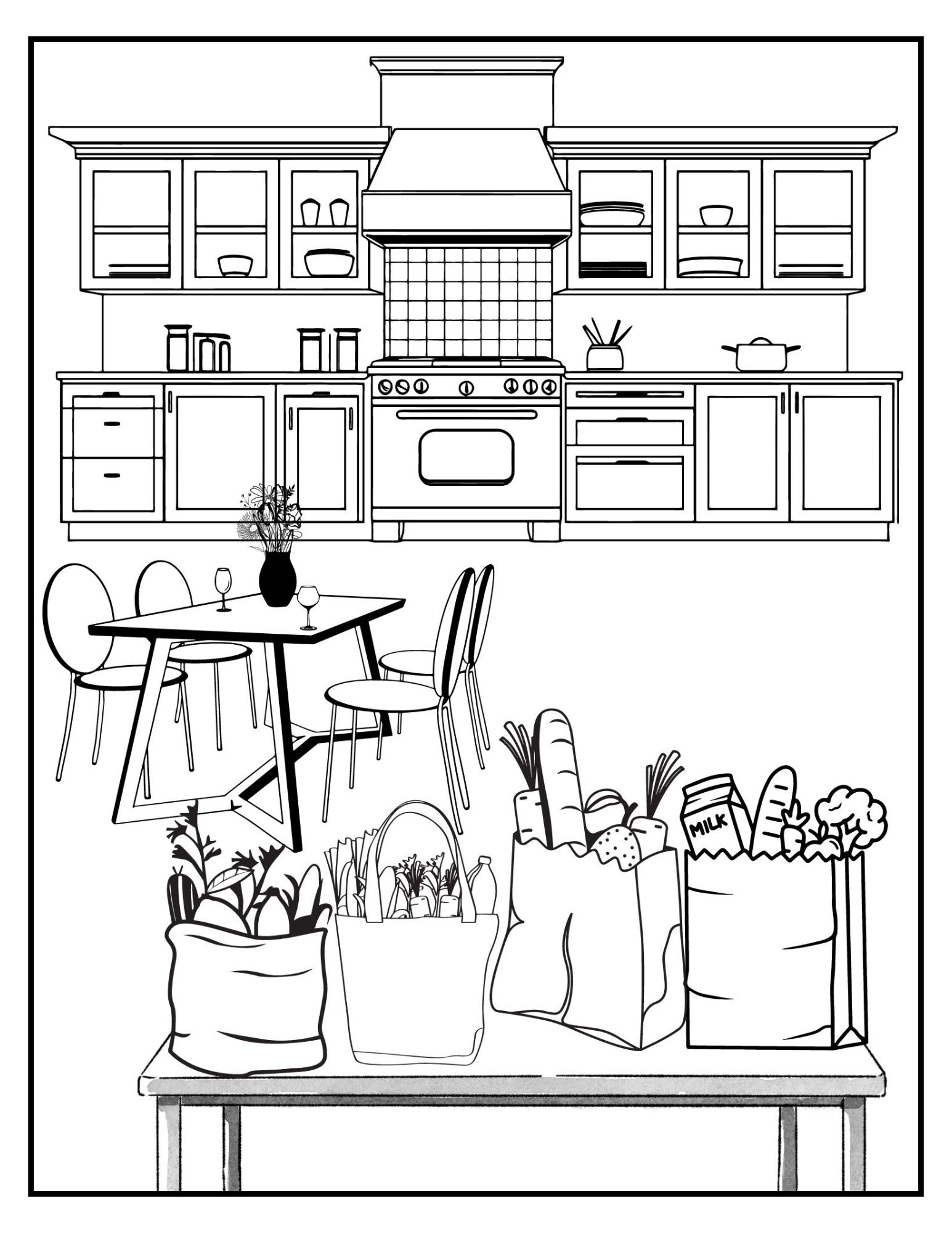 Fresh Groceries Coloring Pages