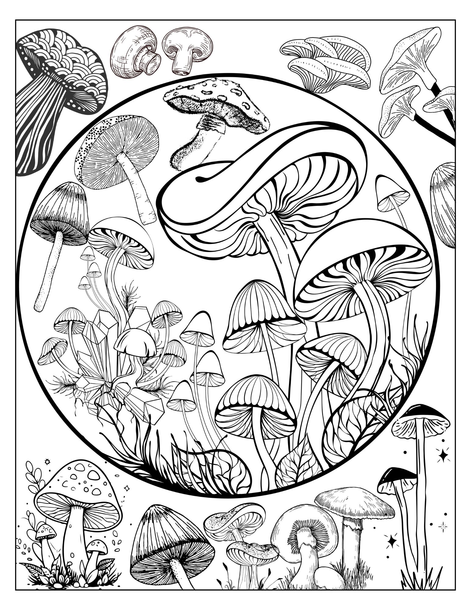 Mushrooms Coloring Page