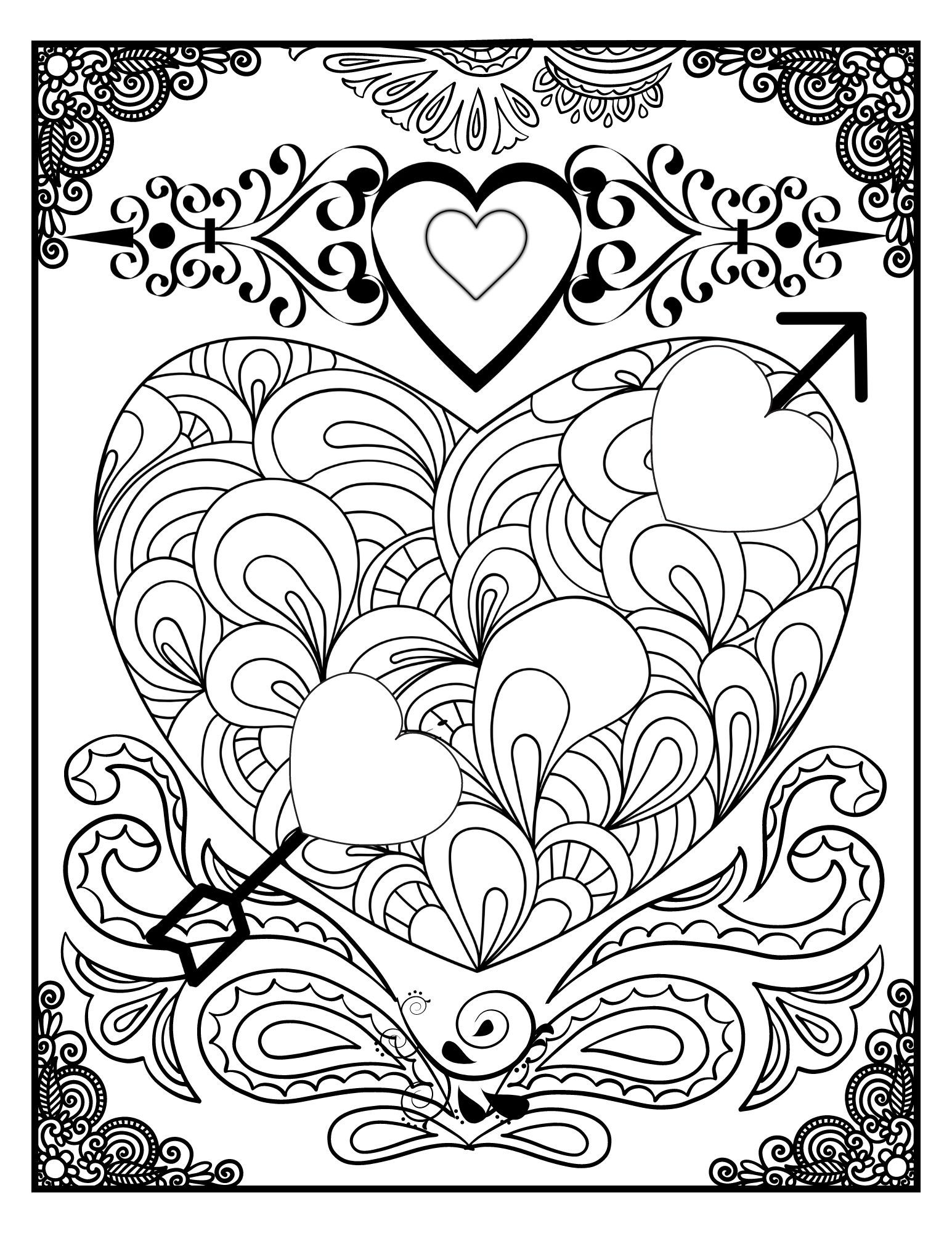 Paisley Heart Coloring Page