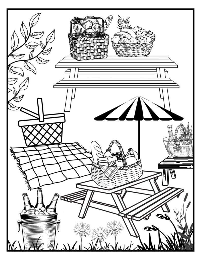 Picnic Lunch Coloring Page