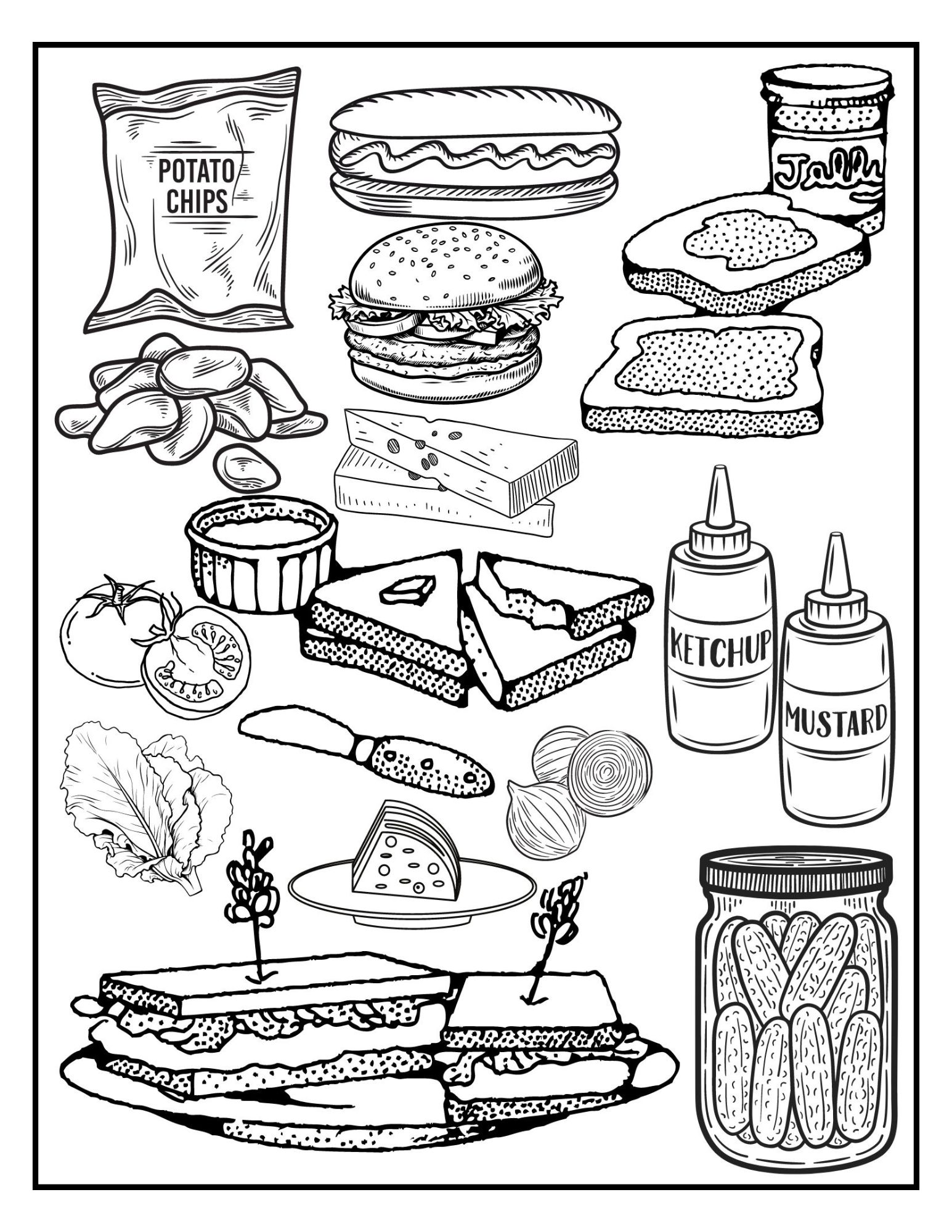 Sandwiches Coloring Page