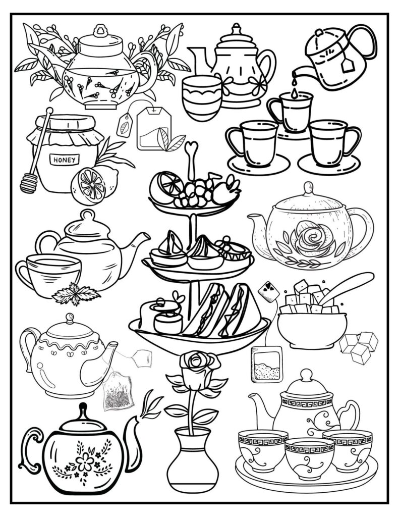 Tea Time Coloring Page