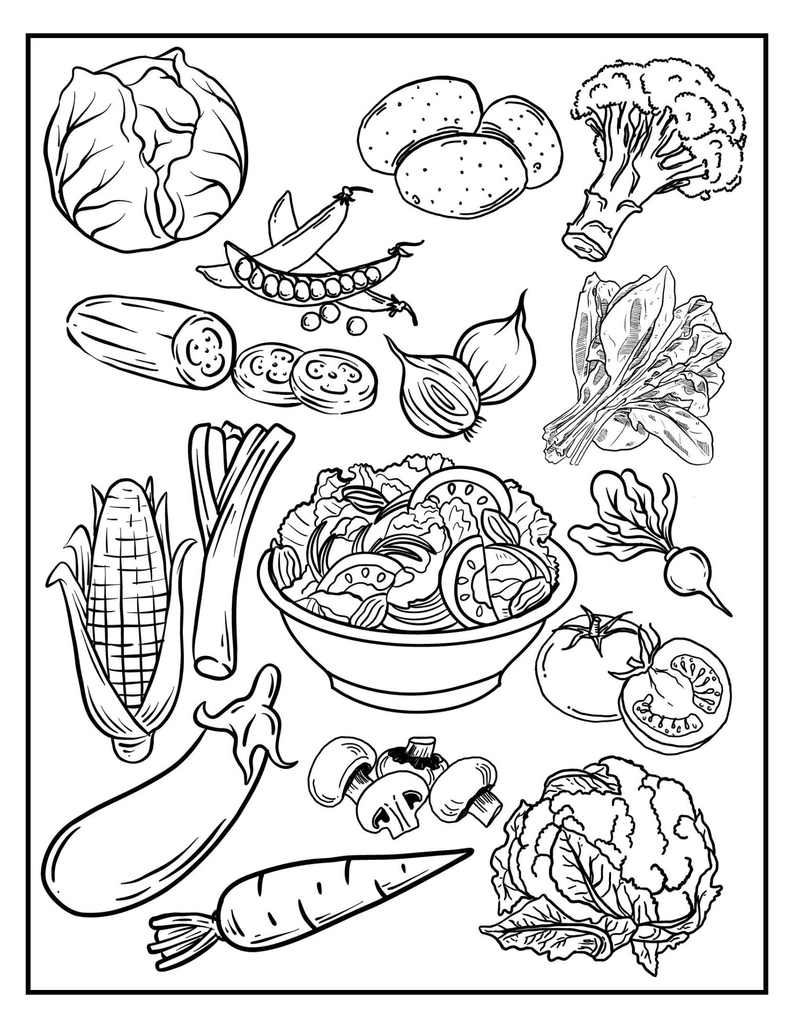 Veggies Coloring Page