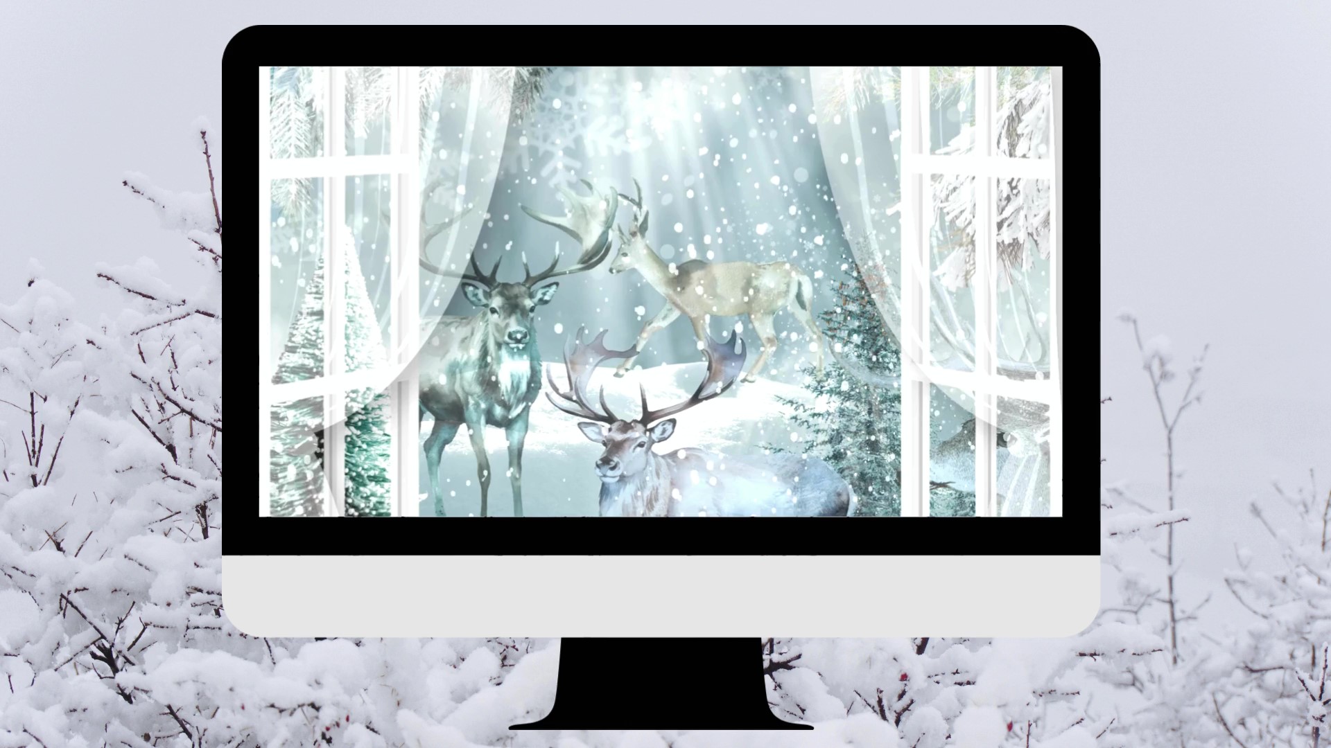 Whimsical Reindeer Desktop Animated Wallpaper Mockup