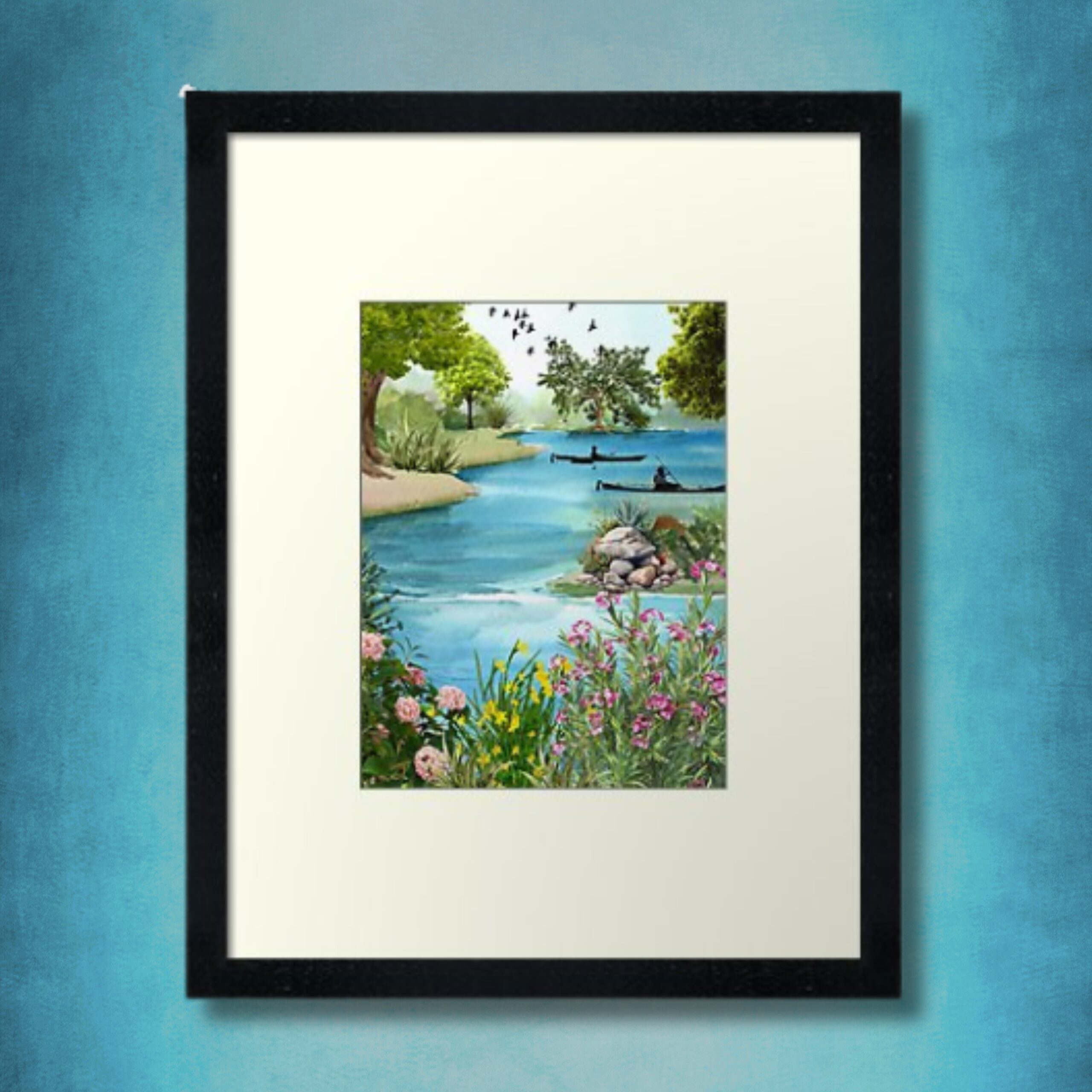 Relaxing Day At The Pond Framed Wall Art
