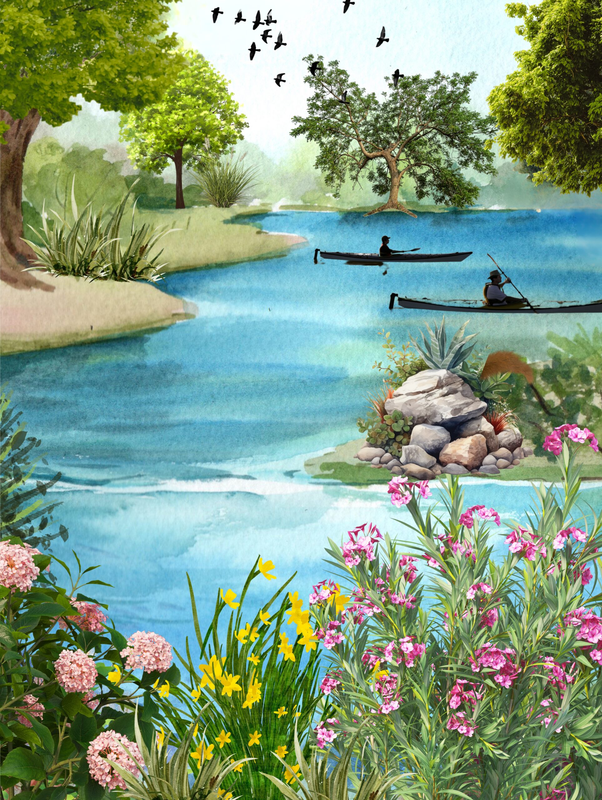Relaxing Day At The Pond Wall Art