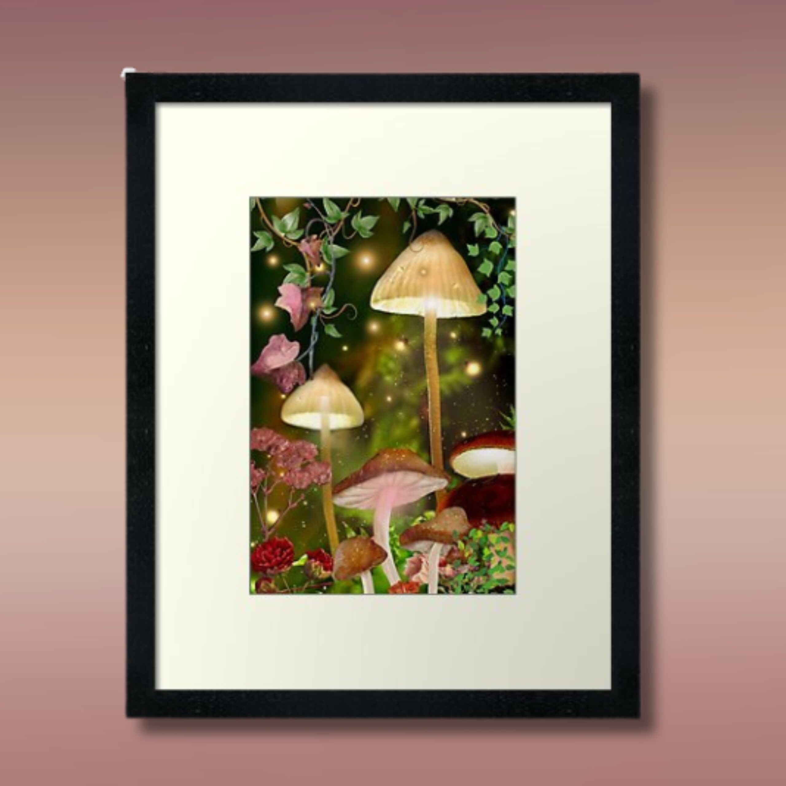 Whimsical Mushrooms Framed Wall Art