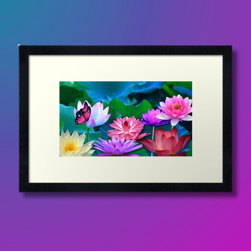 Water Lilies Wall Art Mockup
